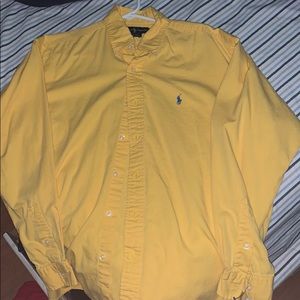vintage button up yellow polo long sleeve sz M